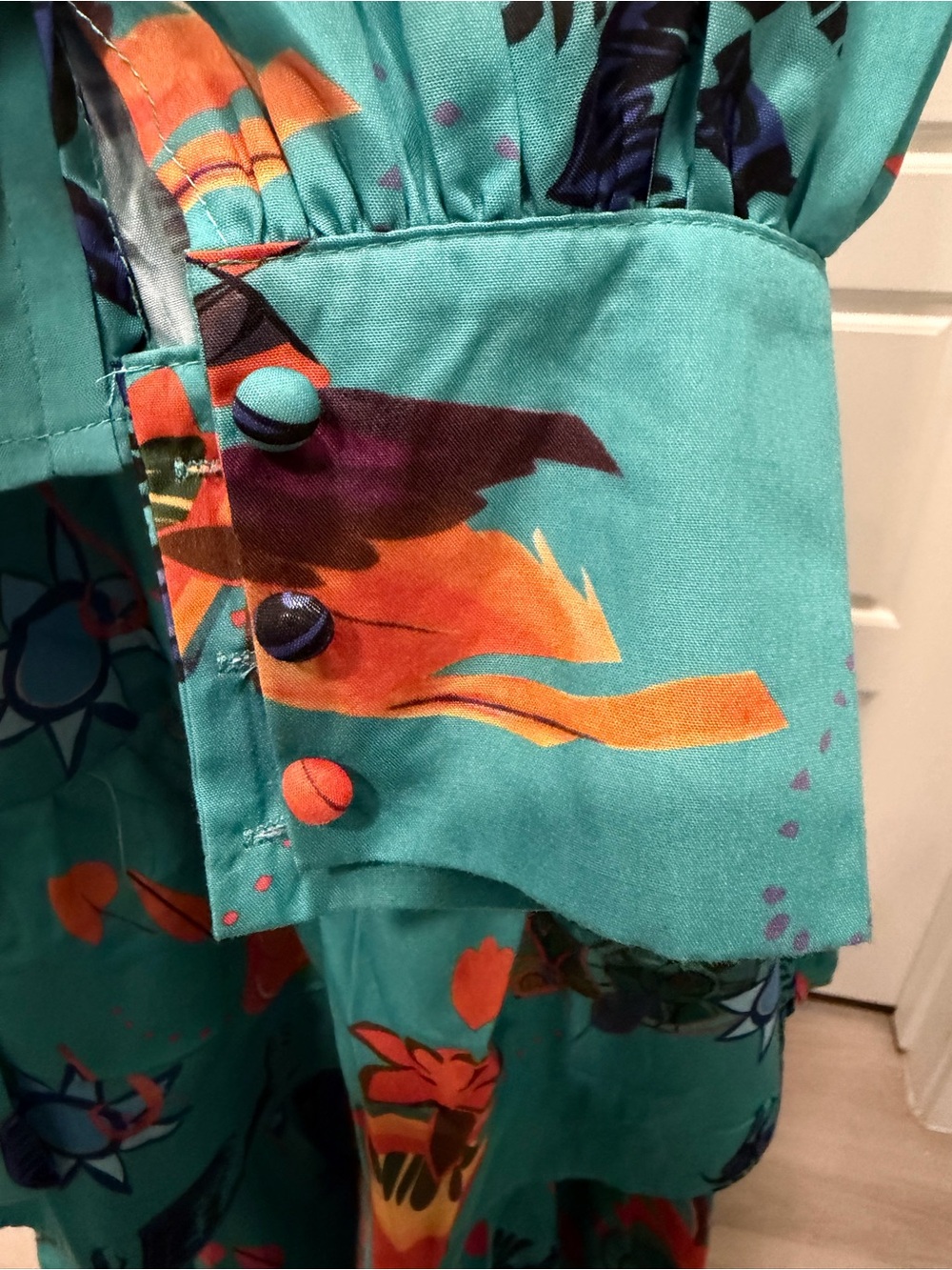 🔥Everard’s Clothing 2PC Tiered Teal Floral Maxi Skirt Set with Waist Tie NWT - Picture 7 of 14